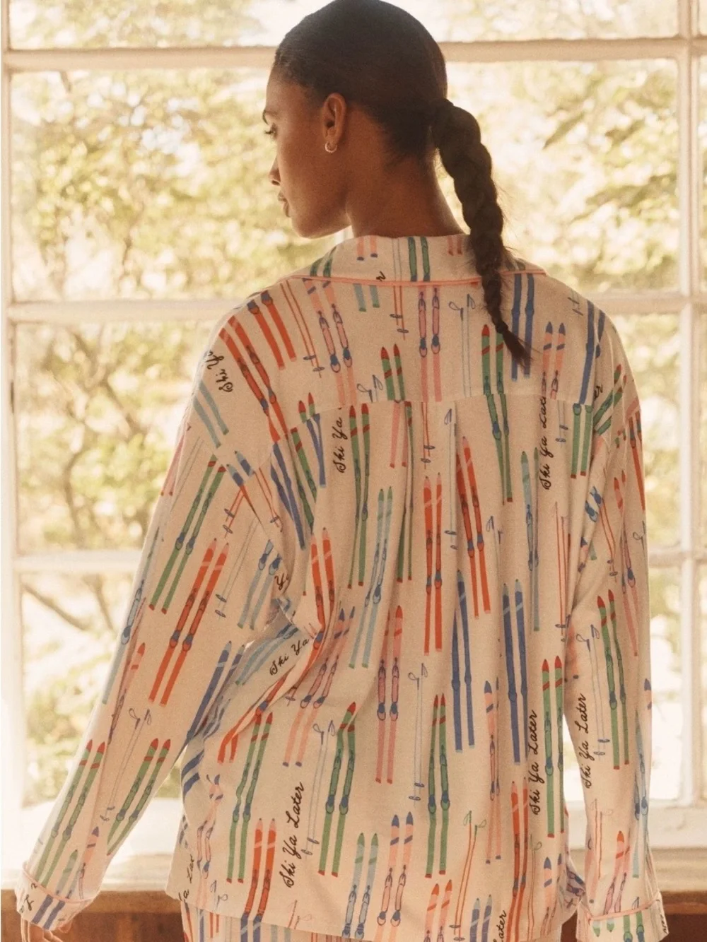 Anthropologie x LyreBird Briar Blue Long-Sleeve Pajama Shirt Size Small NWT